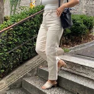 High Rise Cream Jeans